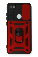 Newface Xiaomi Redmi Note 8 Kılıf Pars Lens Yüzüklü Silikon - Kırmızı