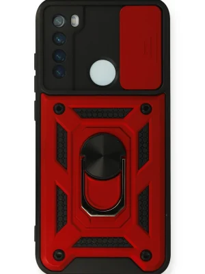 Newface Xiaomi Redmi Note 8 Kılıf Pars Lens Yüzüklü Silikon - Kırmızı