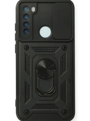 Newface Xiaomi Redmi Note 8 Kılıf Pars Lens Yüzüklü Silikon - Siyah