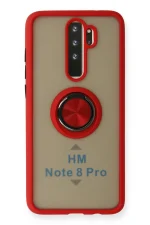 Newface Xiaomi Redmi Note 8 Pro Kılıf Montreal Yüzüklü Silikon Kapak - Kırmızı