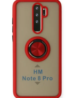 Newface Xiaomi Redmi Note 8 Pro Kılıf Montreal Yüzüklü Silikon Kapak - Kırmızı