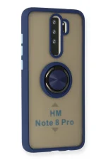 Newface Xiaomi Redmi Note 8 Pro Kılıf Montreal Yüzüklü Silikon Kapak - Lacivert - Görsel 2