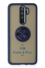 Newface Xiaomi Redmi Note 8 Pro Kılıf Montreal Yüzüklü Silikon Kapak - Lacivert