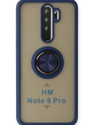 Newface Xiaomi Redmi Note 8 Pro Kılıf Montreal Yüzüklü Silikon Kapak - Lacivert