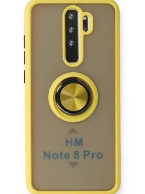 Newface Xiaomi Redmi Note 8 Pro Kılıf Montreal Yüzüklü Silikon Kapak - Sarı