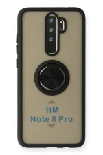 Newface Xiaomi Redmi Note 8 Pro Kılıf Montreal Yüzüklü Silikon Kapak - Siyah