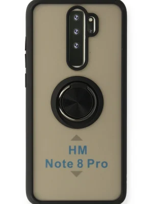 Newface Xiaomi Redmi Note 8 Pro Kılıf Montreal Yüzüklü Silikon Kapak - Siyah