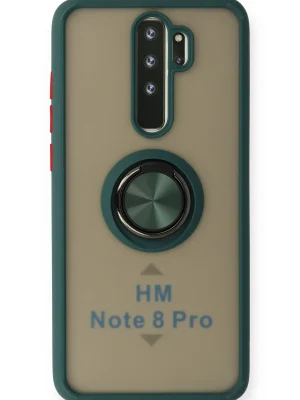 Newface Xiaomi Redmi Note 8 Pro Kılıf Montreal Yüzüklü Silikon Kapak - Yeşil