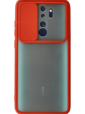 Newface Xiaomi Redmi Note 8 Pro Kılıf Palm Buzlu Kamera Sürgülü Silikon - Kırmızı