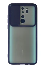 Newface Xiaomi Redmi Note 8 Pro Kılıf Palm Buzlu Kamera Sürgülü Silikon - Lacivert