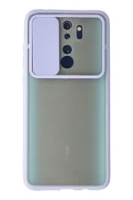 Newface Xiaomi Redmi Note 8 Pro Kılıf Palm Buzlu Kamera Sürgülü Silikon - Lila