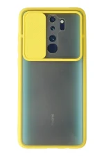 Newface Xiaomi Redmi Note 8 Pro Kılıf Palm Buzlu Kamera Sürgülü Silikon - Sarı