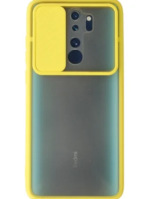 Newface Xiaomi Redmi Note 8 Pro Kılıf Palm Buzlu Kamera Sürgülü Silikon - Sarı