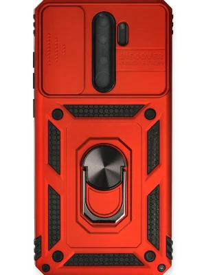 Newface Xiaomi Redmi Note 8 Pro Kılıf Pars Lens Yüzüklü Silikon - Kırmızı