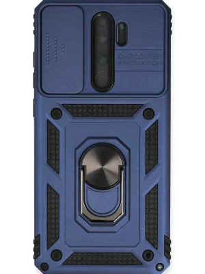 Newface Xiaomi Redmi Note 8 Pro Kılıf Pars Lens Yüzüklü Silikon - Lacivert