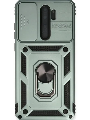 Newface Xiaomi Redmi Note 8 Pro Kılıf Pars Lens Yüzüklü Silikon - Yeşil