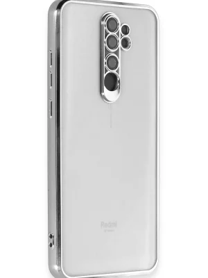 Newface Xiaomi Redmi Note 8 Pro Kılıf Razer Lensli Silikon - Gümüş