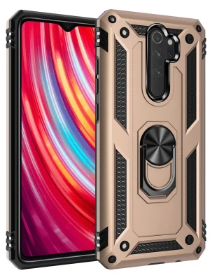 Newface Xiaomi Redmi Note 8 Pro Kılıf Sofya Yüzüklü Silikon Kapak - Gold