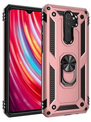 Newface Xiaomi Redmi Note 8 Pro Kılıf Sofya Yüzüklü Silikon Kapak - Rose