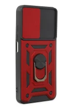 Newface Xiaomi Redmi Note 9 4G Kılıf Pars Lens Yüzüklü Silikon - Kırmızı - Görsel 2