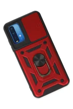 Newface Xiaomi Redmi Note 9 4G Kılıf Pars Lens Yüzüklü Silikon - Kırmızı - Görsel 3