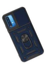 Newface Xiaomi Redmi Note 9 4G Kılıf Pars Lens Yüzüklü Silikon - Lacivert - Görsel 3