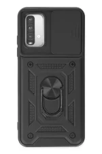 Newface Xiaomi Redmi Note 9 4G Kılıf Pars Lens Yüzüklü Silikon - Siyah