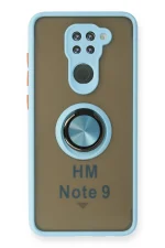 Newface Xiaomi Redmi Note 9 Kılıf Montreal Yüzüklü Silikon Kapak - Buz Mavi