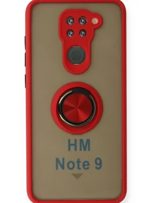 Newface Xiaomi Redmi Note 9 Kılıf Montreal Yüzüklü Silikon Kapak - Kırmızı