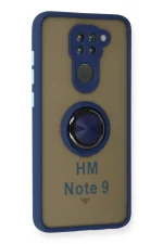 Newface Xiaomi Redmi Note 9 Kılıf Montreal Yüzüklü Silikon Kapak - Lacivert - Görsel 2