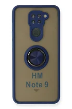 Newface Xiaomi Redmi Note 9 Kılıf Montreal Yüzüklü Silikon Kapak - Lacivert