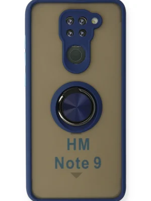 Newface Xiaomi Redmi Note 9 Kılıf Montreal Yüzüklü Silikon Kapak - Lacivert