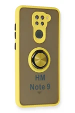 Newface Xiaomi Redmi Note 9 Kılıf Montreal Yüzüklü Silikon Kapak - Sarı - Görsel 2