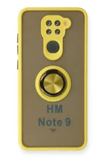 Newface Xiaomi Redmi Note 9 Kılıf Montreal Yüzüklü Silikon Kapak - Sarı