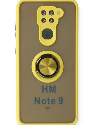 Newface Xiaomi Redmi Note 9 Kılıf Montreal Yüzüklü Silikon Kapak - Sarı