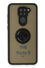 Newface Xiaomi Redmi Note 9 Kılıf Montreal Yüzüklü Silikon Kapak - Siyah