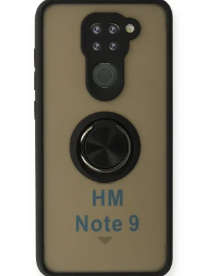Newface Xiaomi Redmi Note 9 Kılıf Montreal Yüzüklü Silikon Kapak - Siyah
