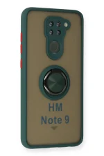 Newface Xiaomi Redmi Note 9 Kılıf Montreal Yüzüklü Silikon Kapak - Yeşil - Görsel 2