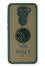 Newface Xiaomi Redmi Note 9 Kılıf Montreal Yüzüklü Silikon Kapak - Yeşil