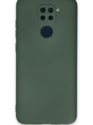Newface Xiaomi Redmi Note 9 Kılıf Nano içi Kadife Silikon - Koyu Yeşil