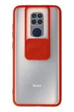 Newface Xiaomi Redmi Note 9 Kılıf Palm Buzlu Kamera Sürgülü Silikon - Kırmızı