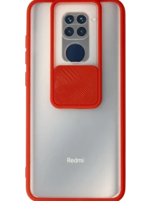 Newface Xiaomi Redmi Note 9 Kılıf Palm Buzlu Kamera Sürgülü Silikon - Kırmızı