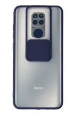 Newface Xiaomi Redmi Note 9 Kılıf Palm Buzlu Kamera Sürgülü Silikon - Lacivert