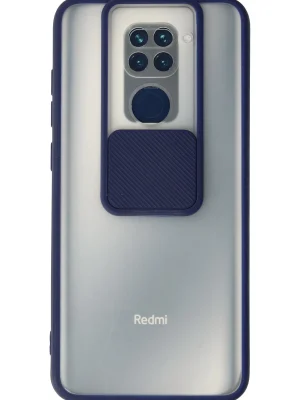 Newface Xiaomi Redmi Note 9 Kılıf Palm Buzlu Kamera Sürgülü Silikon - Lacivert