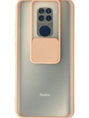 Newface Xiaomi Redmi Note 9 Kılıf Palm Buzlu Kamera Sürgülü Silikon - Pembe
