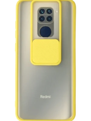 Newface Xiaomi Redmi Note 9 Kılıf Palm Buzlu Kamera Sürgülü Silikon - Sarı