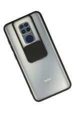 Newface Xiaomi Redmi Note 9 Kılıf Palm Buzlu Kamera Sürgülü Silikon - Siyah - Görsel 2