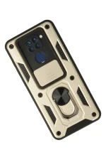 Newface Xiaomi Redmi Note 9 Kılıf Pars Lens Yüzüklü Silikon - Gold - Görsel 2