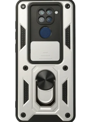 Newface Xiaomi Redmi Note 9 Kılıf Pars Lens Yüzüklü Silikon - Gümüş