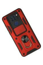 Newface Xiaomi Redmi Note 9 Kılıf Pars Lens Yüzüklü Silikon - Kırmızı - Görsel 2